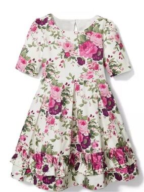 Janie and Jack Beautiful Floral Dress in Cream And Sugar Floral - size 4